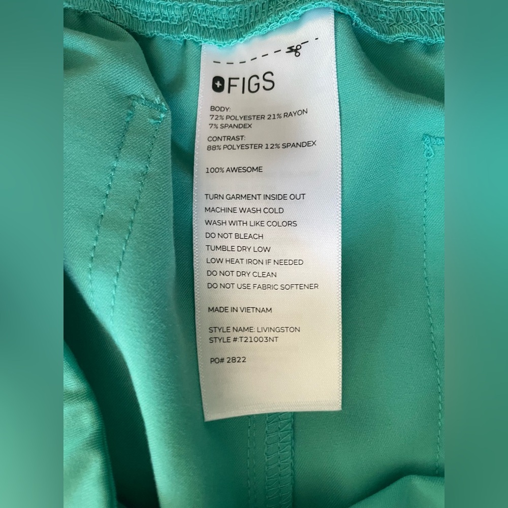 Figs Livingston scrub bottoms in surgical green - size small tall - Picture 2 of 7
